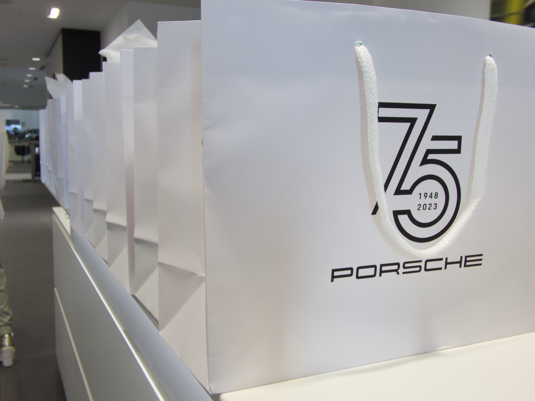 Porsche 75th branded event gift bags