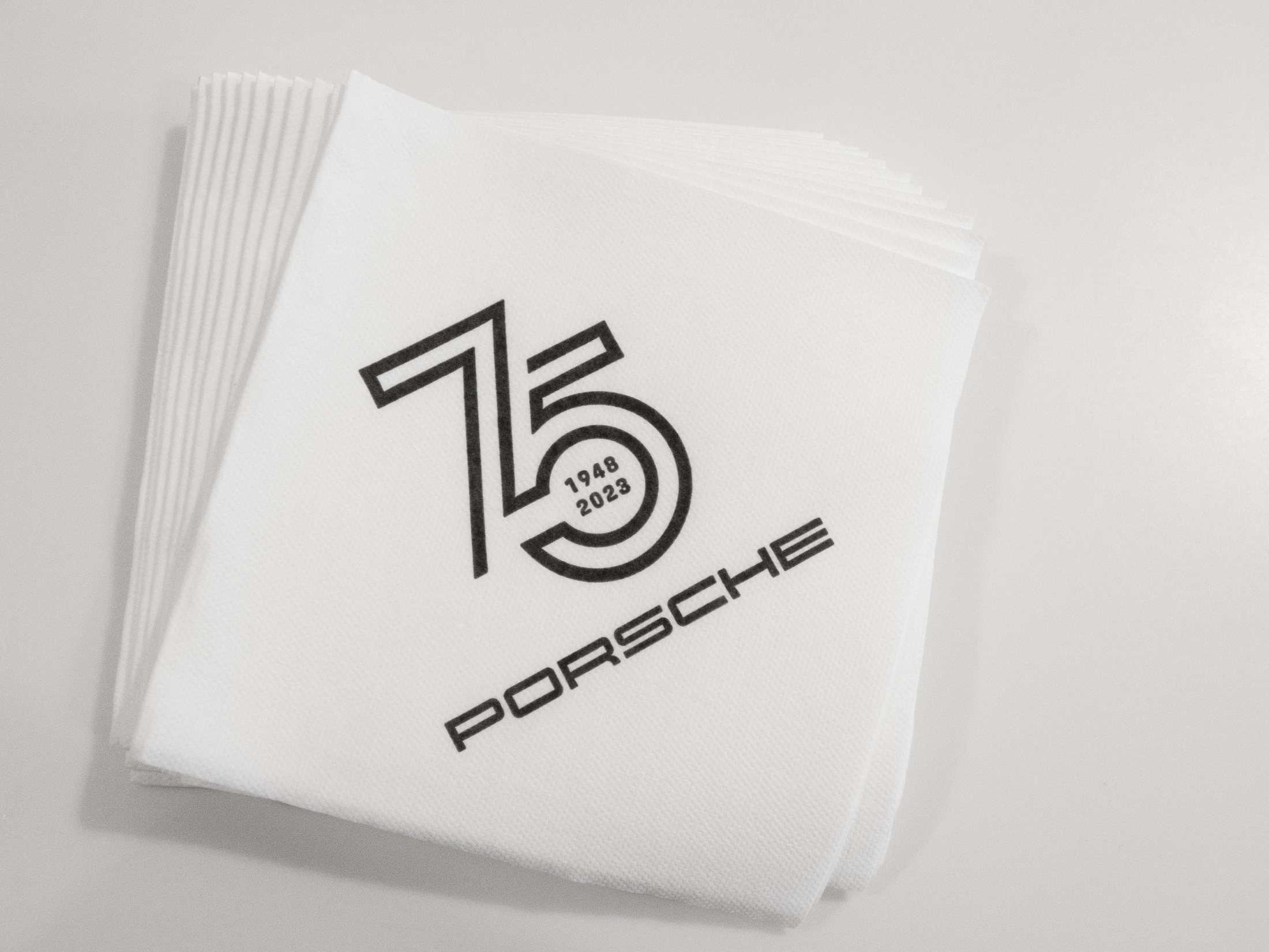 Porsche 75th branded event napkins