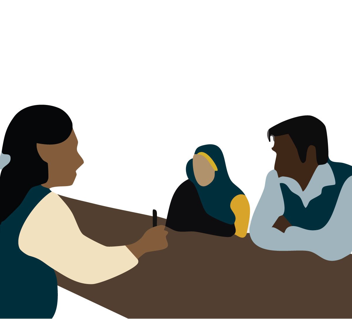 Editorial illustration of a family planning conversation