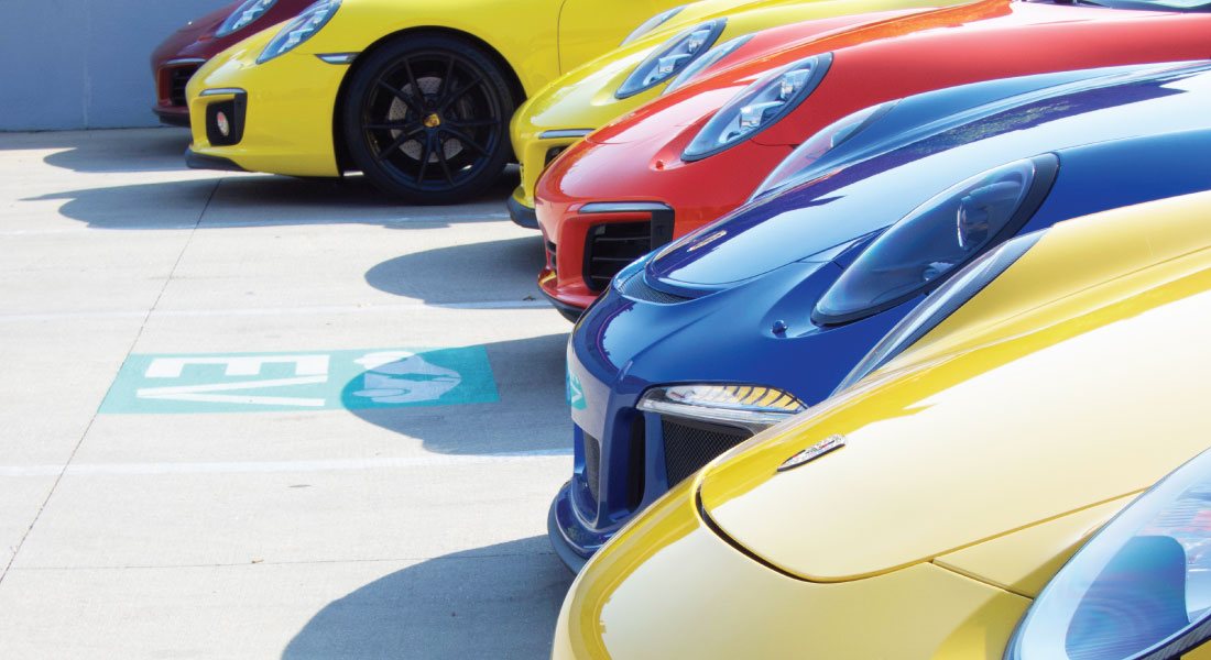 Porsche sports cars at the 75th anniversary event